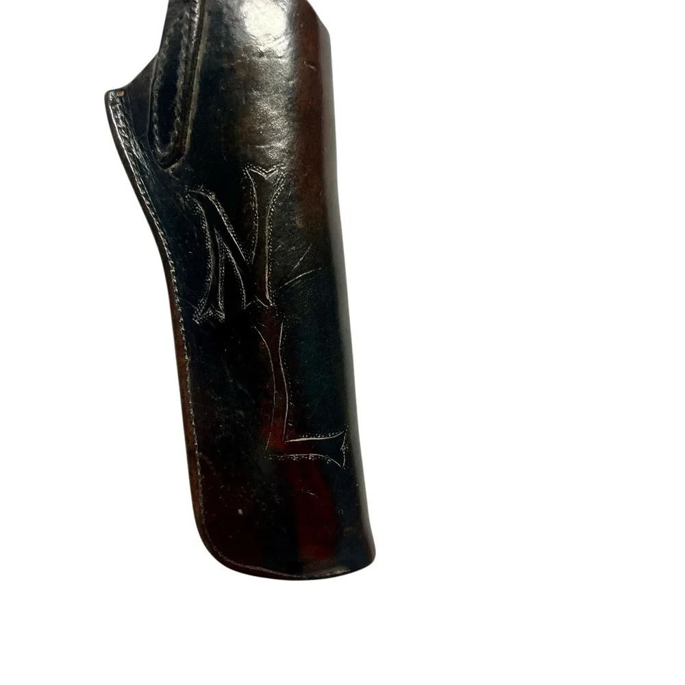 Vintage Bucheimer Leather Holster‎ #470 Black Tooled Initials NL